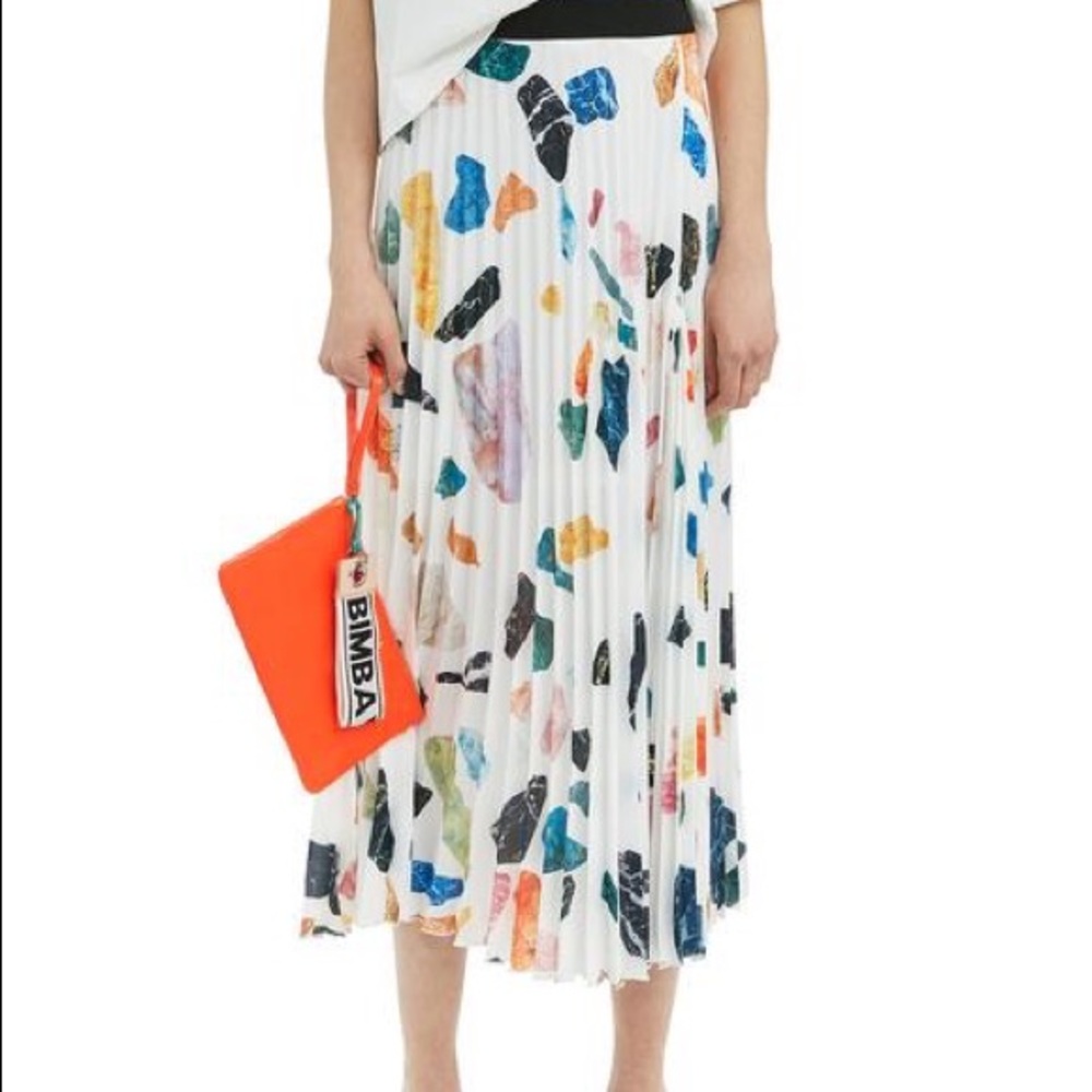 Bimba y Lola Pleated Midi Skirt with Geode Design